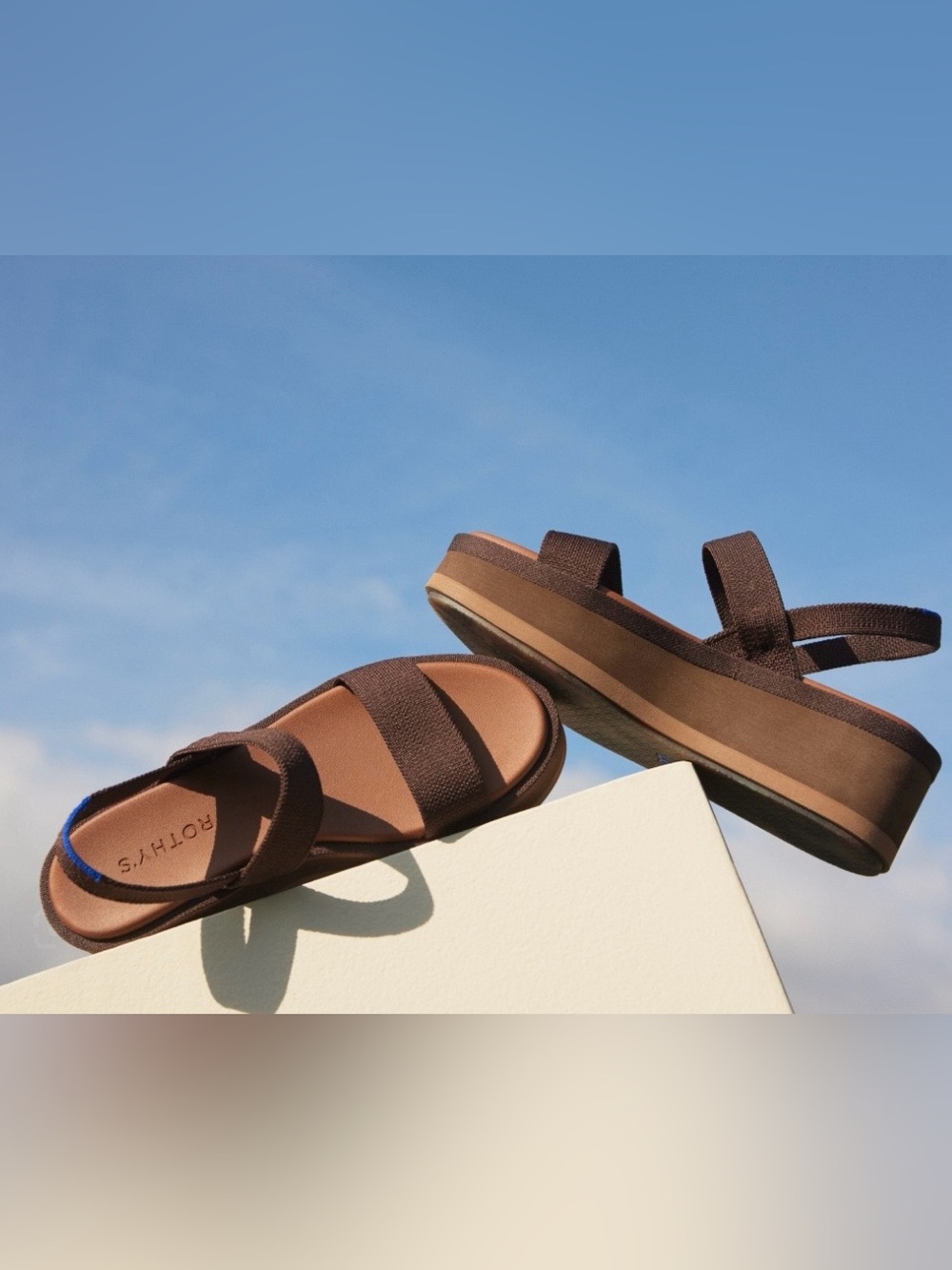 Rothy’s brown platform sandals. Size 8